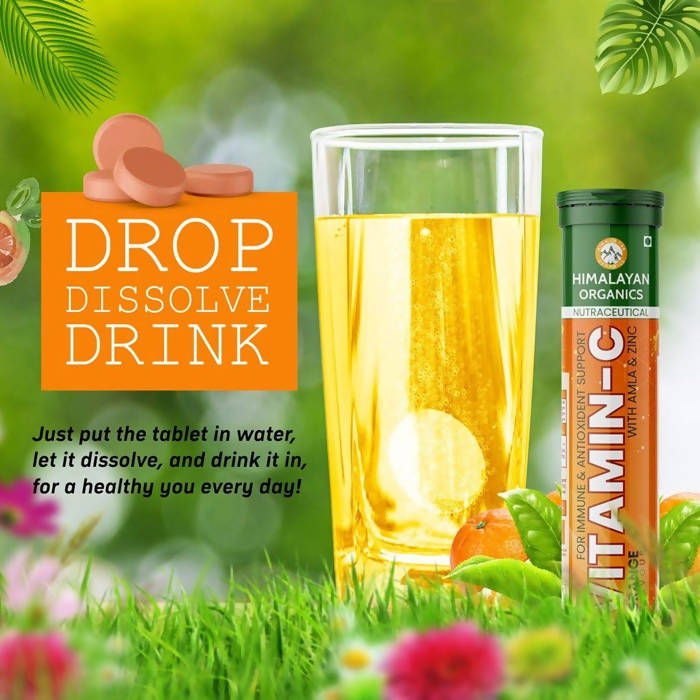 Himalayan Organics Vitamin-C Orange Flavour With Amla & Zinc Tablets | Grocsy