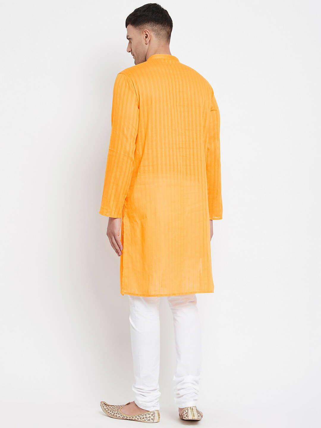 Even Apparels Men's Pure Cotton Kurta With Band Collar in Yellow Color | Grocsy