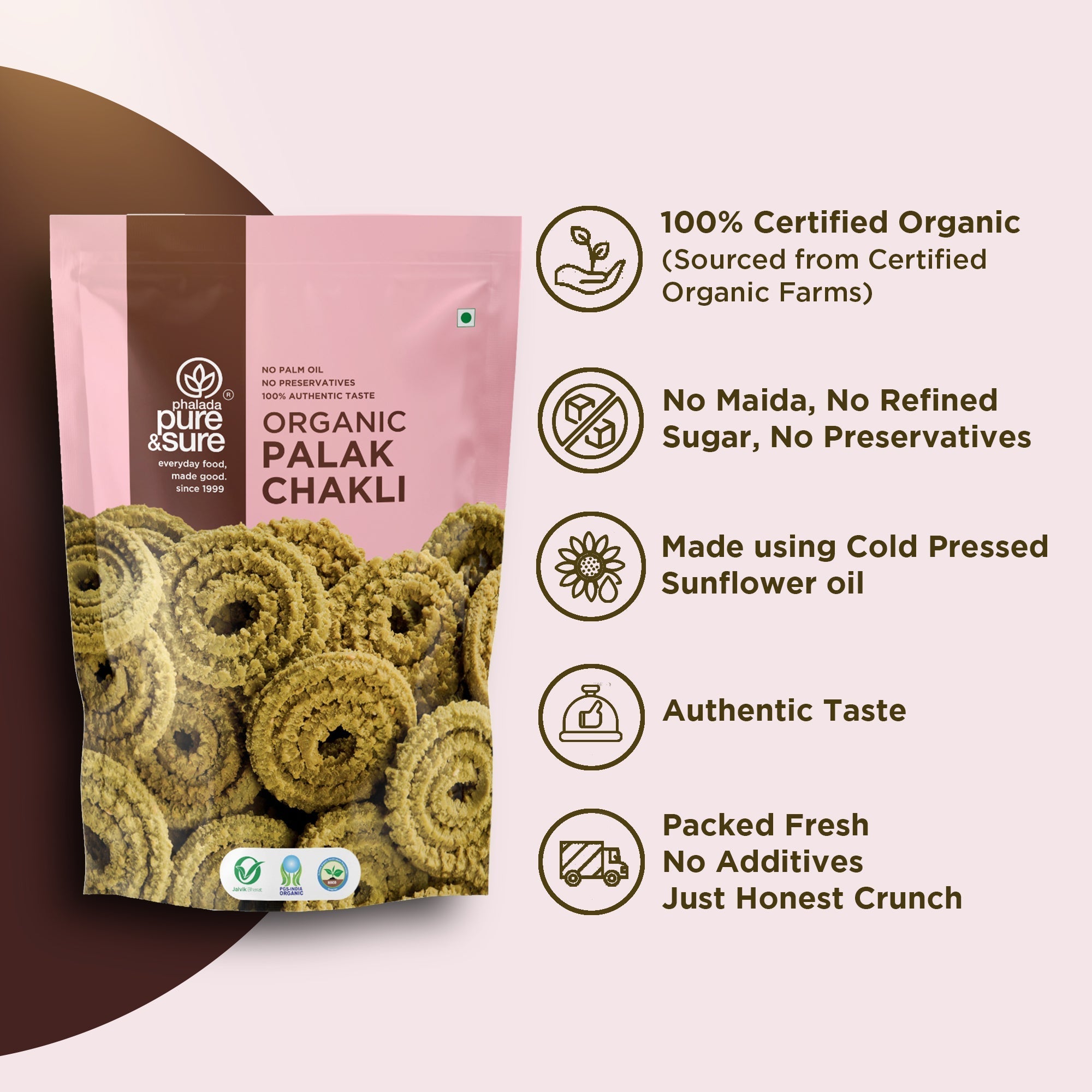 Pure & Sure Organic Palak Chakli | Grocsy