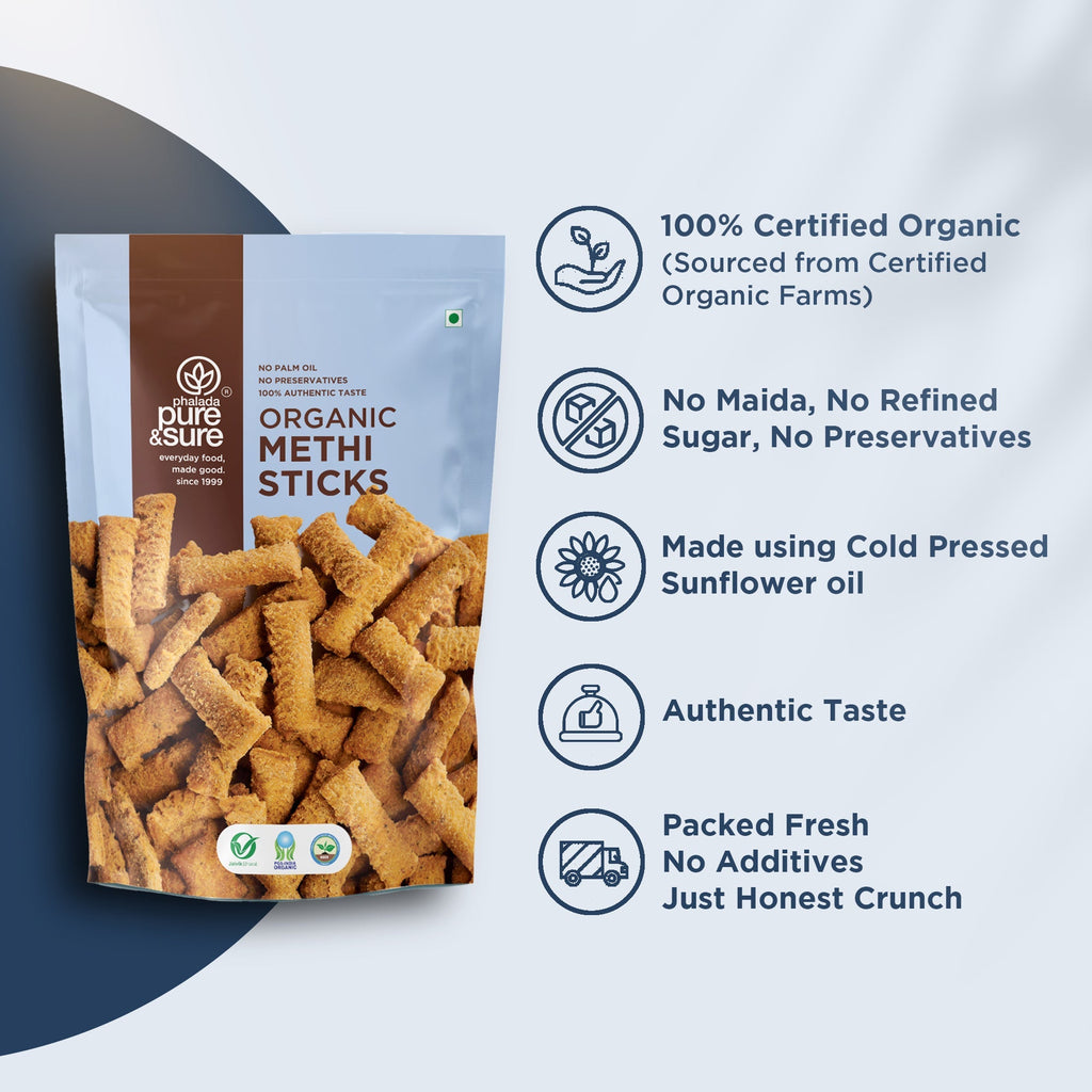 Pure & Sure Organic Methi Sticks | Grocsy