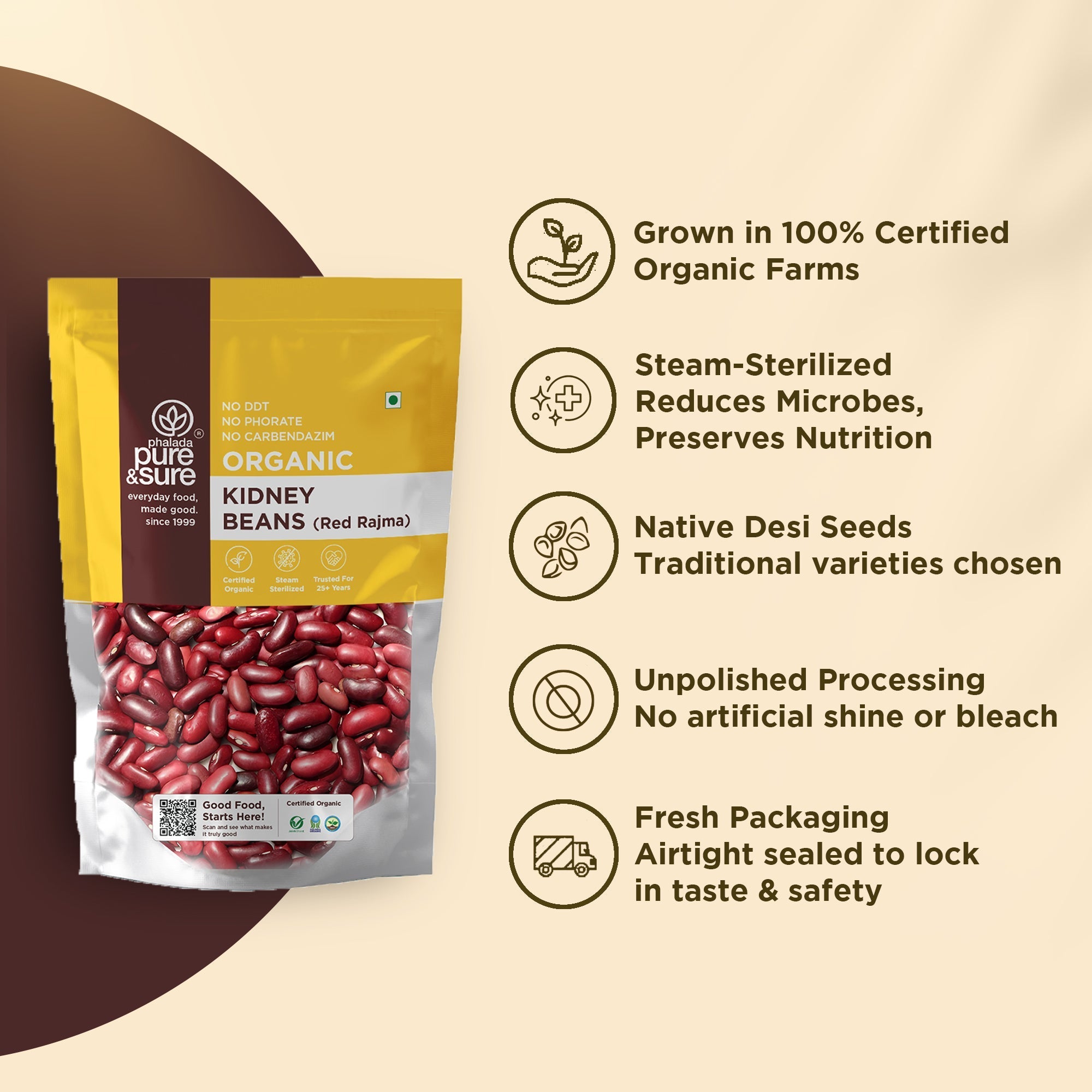 Pure & Sure Organic Kidney Beans / Rajma | Grocsy