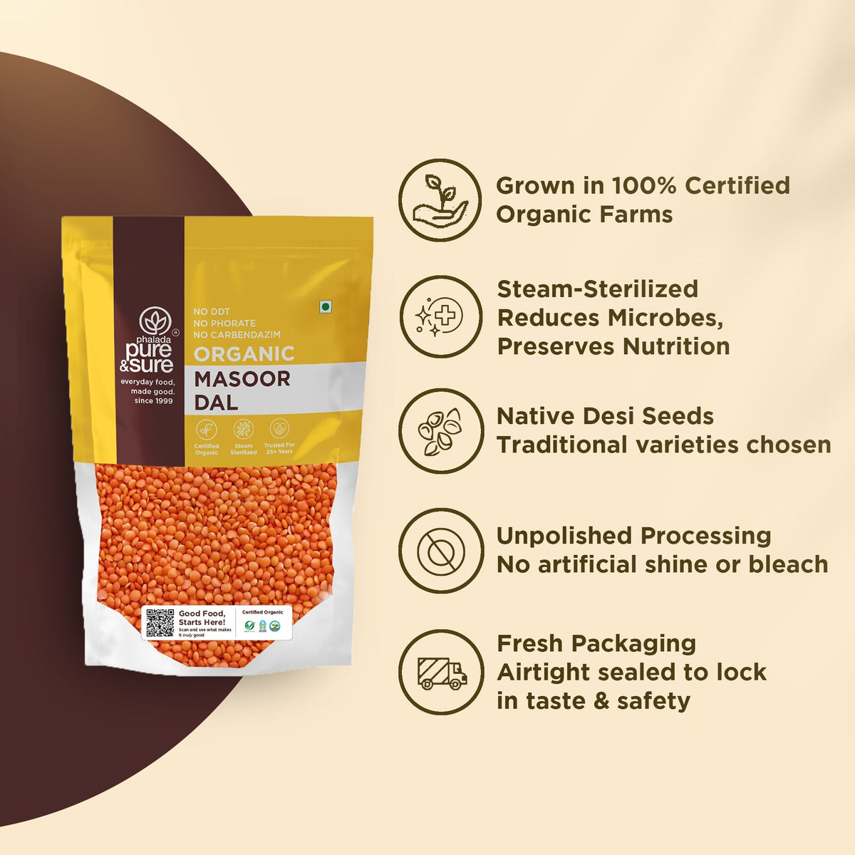 Pure & Sure Organic Masoor Dal | Grocsy