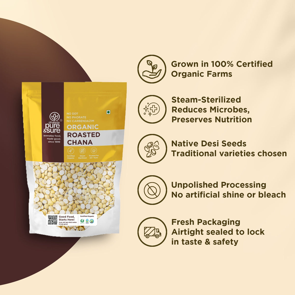 Pure & Sure Organic Roasted Channa | Grocsy