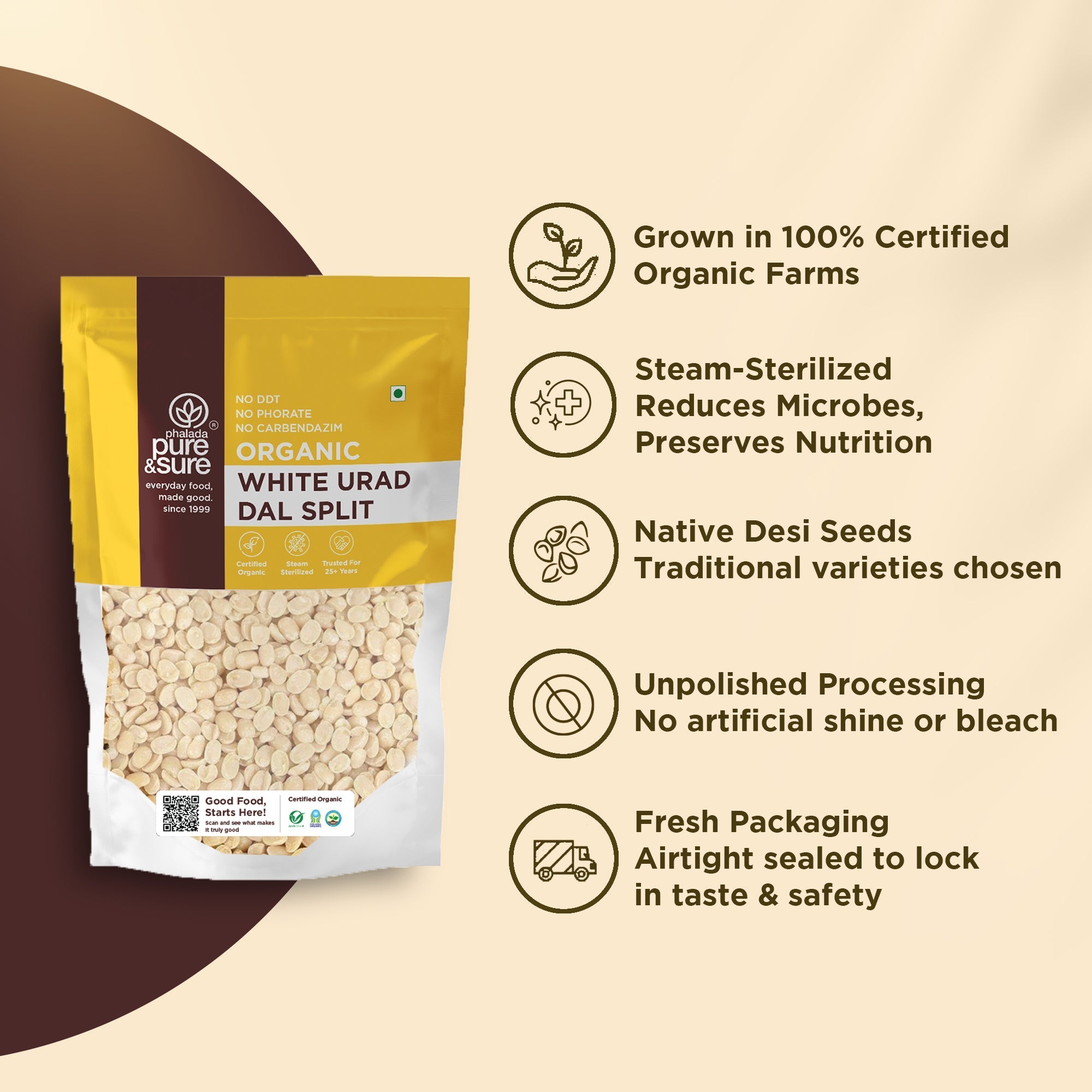 Pure & Sure Organic White Urad Dal Split | Grocsy
