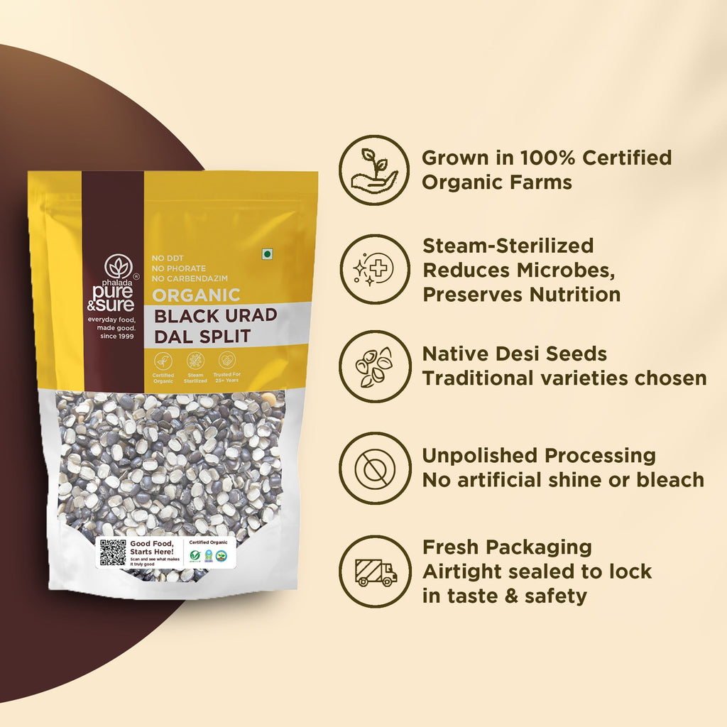 Pure & Sure Organic Black Urad Dal Split | Grocsy