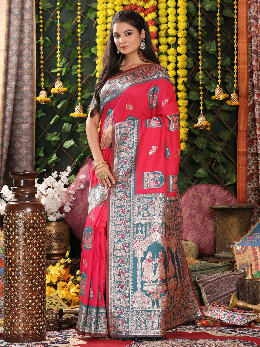 Shree Shyam Fashion Silk Pink Saree | Grocsy