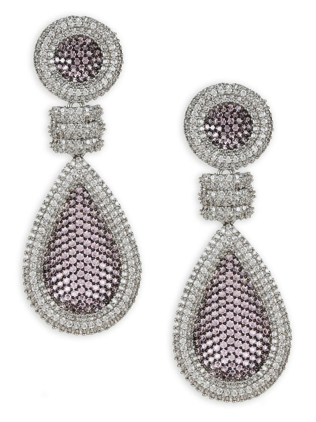 Purple and Silver Tone Stone Earrings - Ruby Raang | Grocsy