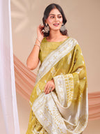 Shree Shyam Fashion Varnika Mustard Linen Cotton Saree | Grocsy
