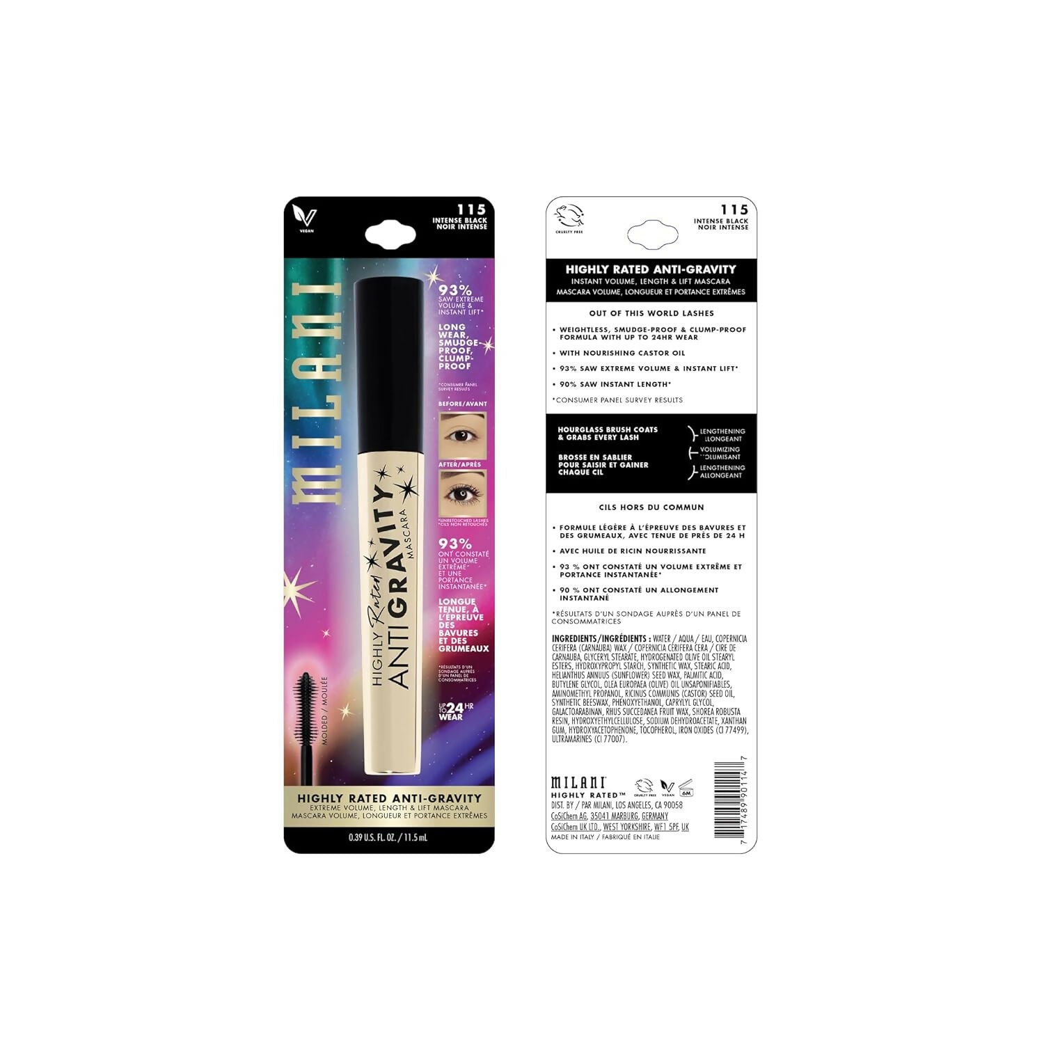 Milani Highly Rated Anti Gravity Mascara - Black | Grocsy