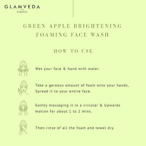 Glamveda Green Apple Brightening Foaming Face Wash | Grocsy