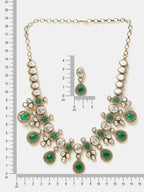 Ruby Raang Green Stone Kundan Work Necklace And Matching Earrings | Grocsy