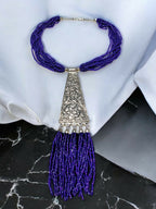 Inhanns Day-To-Dinner Tie Shaped Oxidized Black Metal Multi-Layered Long Only Necklace - Dark Prule Necklace | Grocsy