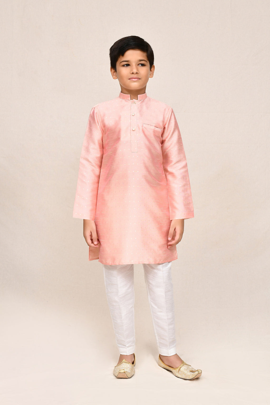 Joban Fashion Silk Peach Kurta With Straight Fit Pant | Grocsy