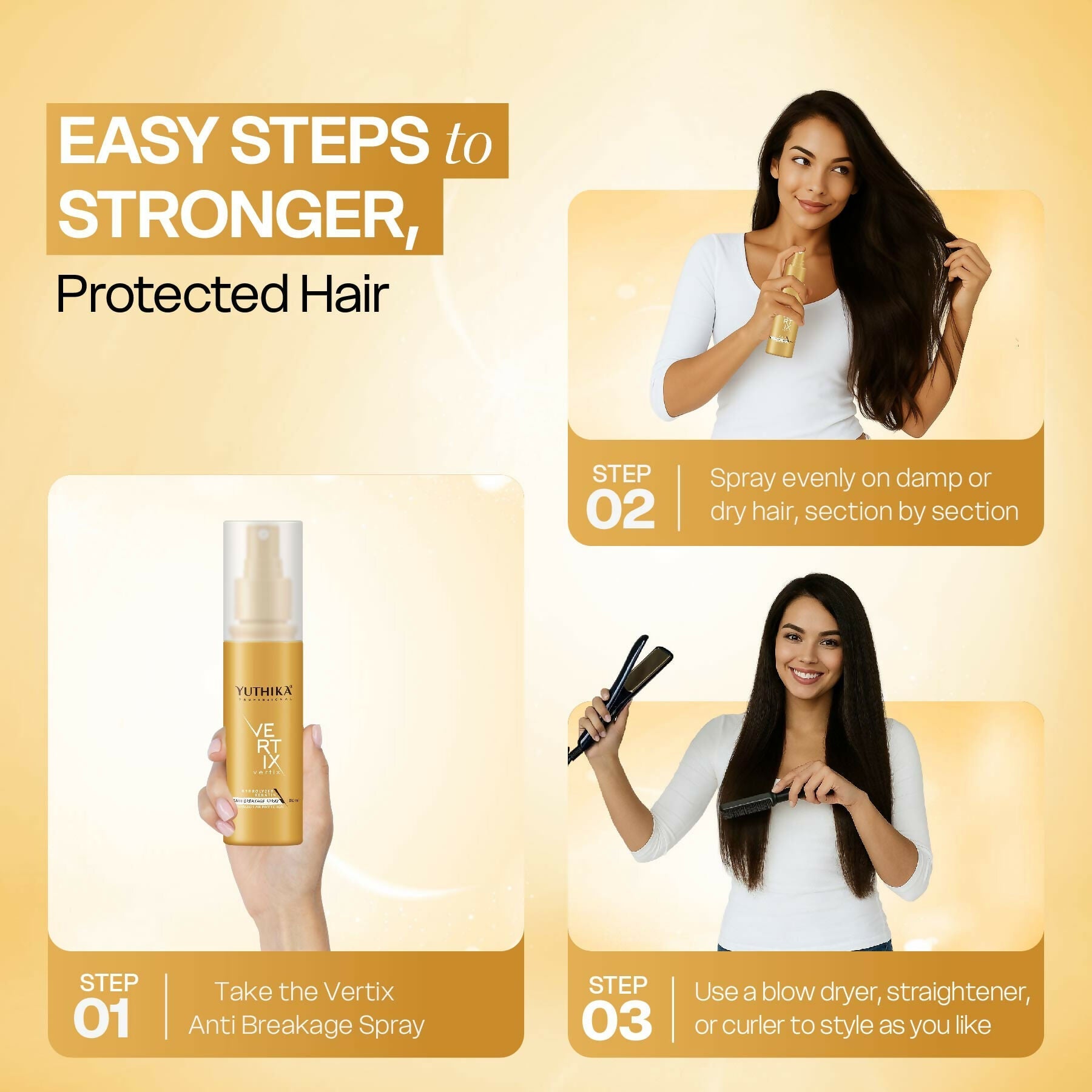 Yuthika Professional Vertix Hydrolyzed Keratin Anti Breakage Hair Spray | Grocsy