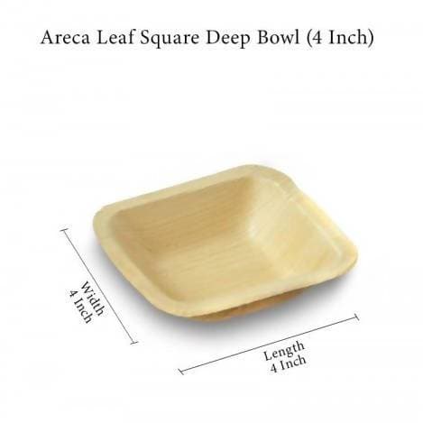 Eco Friendly Areca Leaf 4" Square Bowl | Grocsy