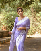 DEIANA'S Beautiful Designer Golden zari Soft Cotton Saree - Lavender | Grocsy