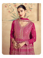 Vastranavya Stunning Pink Georgette Gota Sequins A-Line Anarkali Suit | Grocsy
