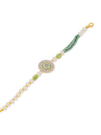 NVR Women Green Artificial Stones & Beads Floral Wraparound Bracelet | Grocsy