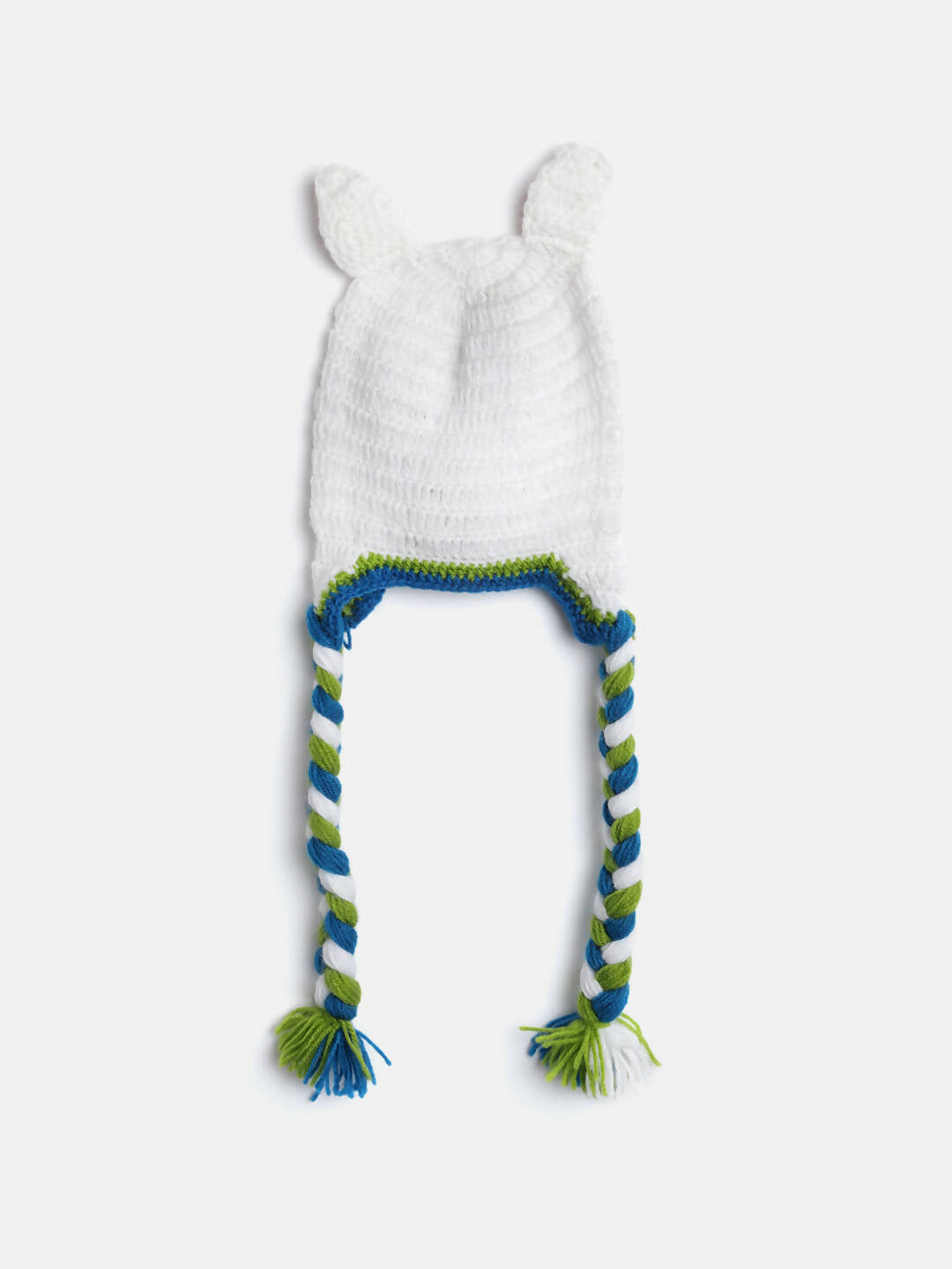 Chutput Kids Woollen Hand Knitted Cat Detail Cap - White | Grocsy