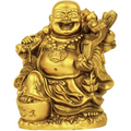 Tied Ribbons Decorative Good Plated Luck Laughing Buddha Idol Statue Showpiece | Grocsy