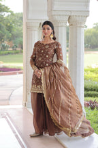 Joban Fashion Coffee Readymade Kurta Set With Sequence embroidery Work | Grocsy