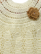 Chutput Kids Cream Coloured Solid Wool Frock - Cream | Grocsy