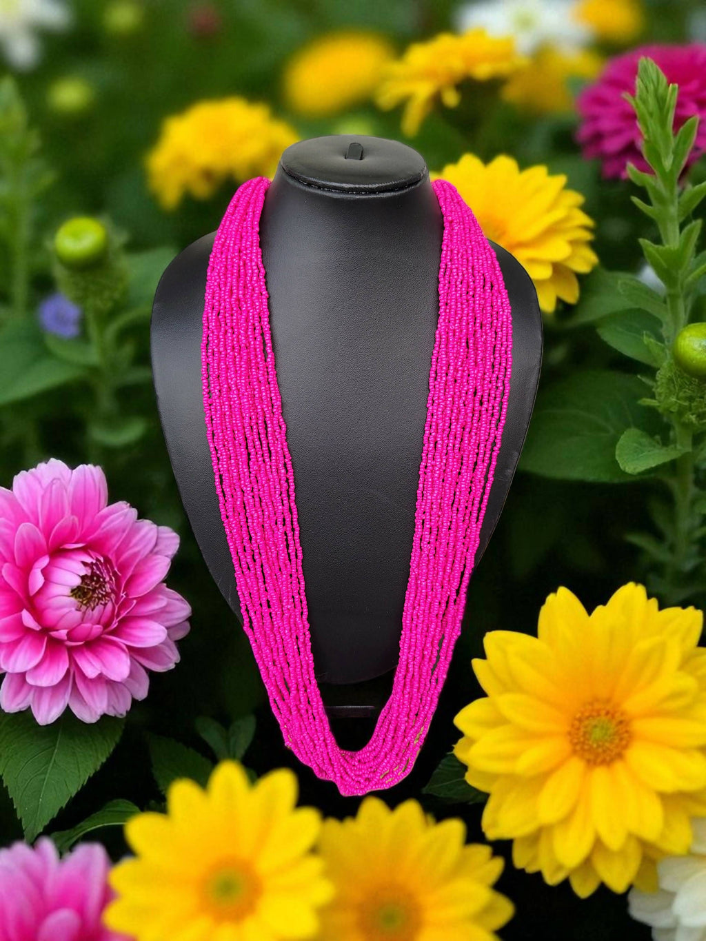Inhanns Rangsaaz 20-Layer Luxe Long Beaded Only Necklace - Pink Only Necklace | Grocsy