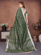 Aastha Fashion Mehndi Linen Weaving Saree | Grocsy