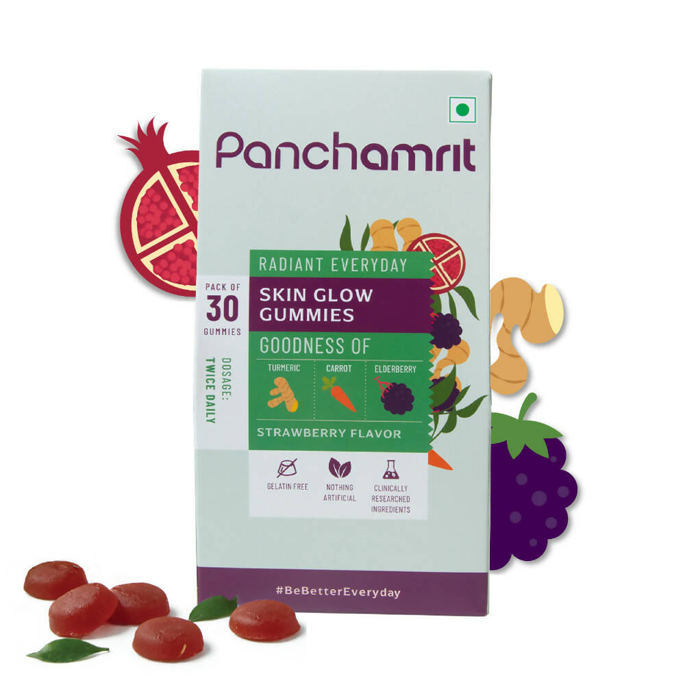 Panchamrit Skin Glow Gummies-Strawberry Flavor | Grocsy