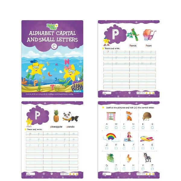 Rising Star Fun Learning Senior KG Books Set of 6| Ages 5-6 Years| Alphabet Letters, Cursive Writing, Number, Colouring, Rhymes & Stories Book | Grocsy