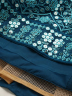 House of Panchhi Teal Net Sequinse Work Lehenga & Blouse, Dupatta | Grocsy