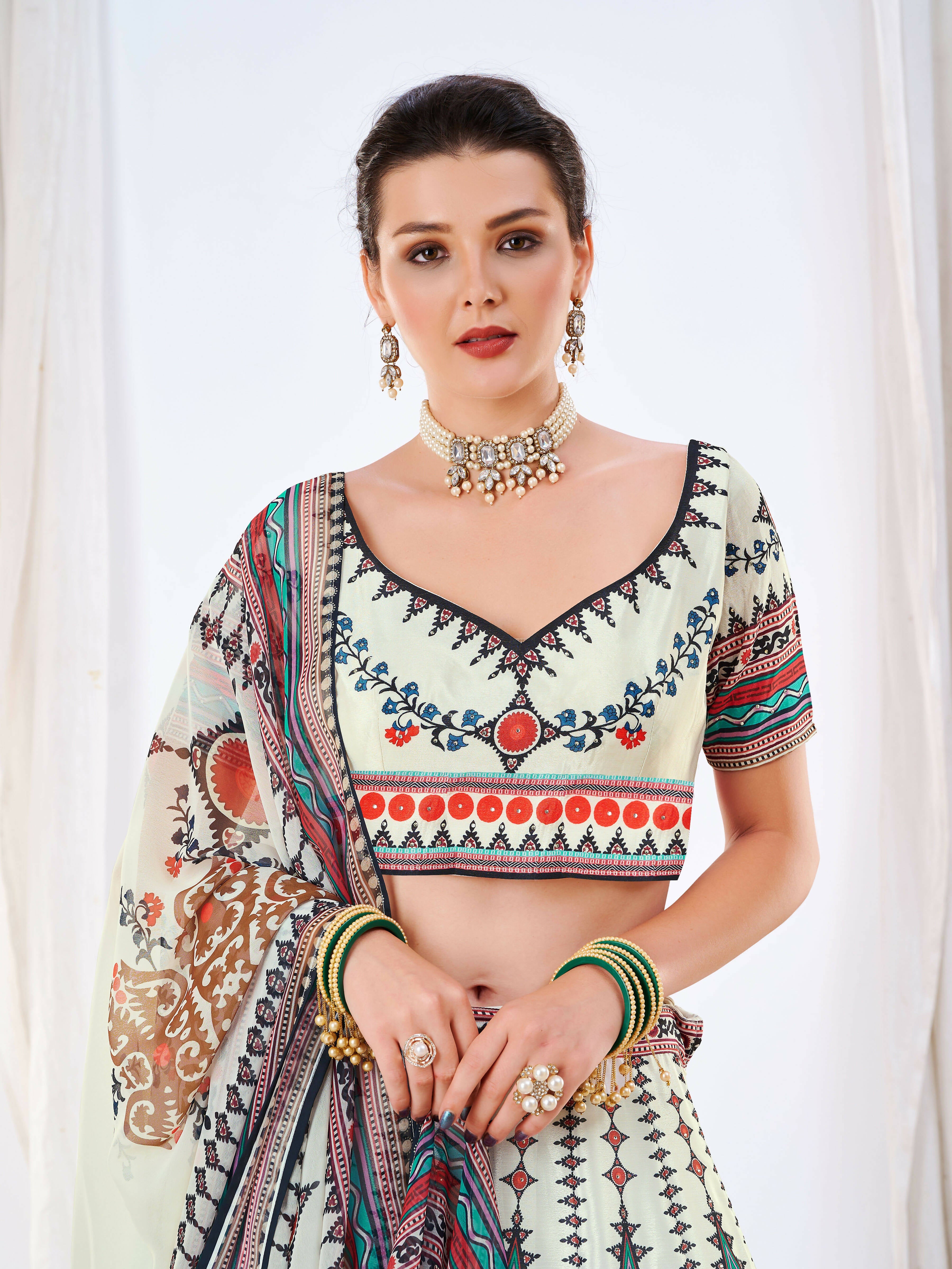 Wedding Designer White Chinon Lehengha Choli - Anbazaar | Grocsy