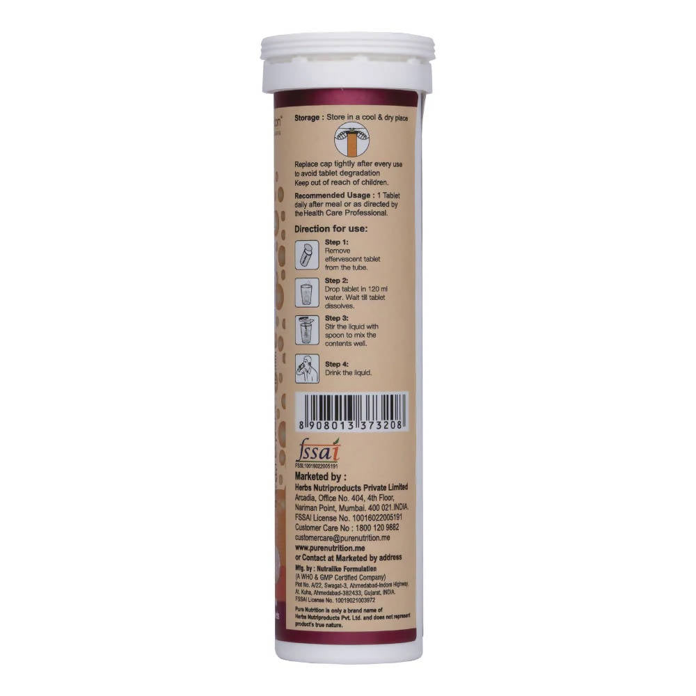 Pure Nutrition Glutathione 500mg with Vitamin C & Saffron Effervescent Tablets | Grocsy