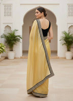 Joban Fashion Yellow Soft twill Net Party Wear Sarees | Grocsy