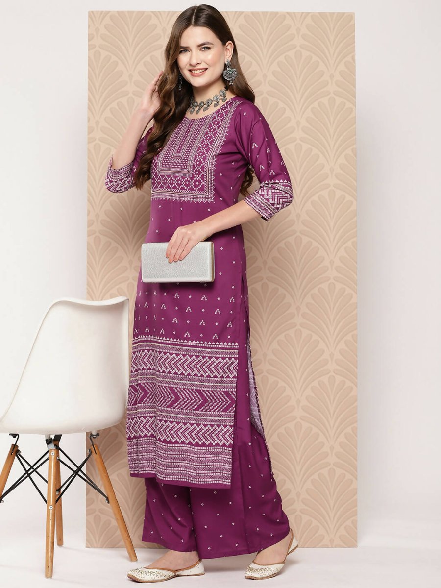 Ahalyaa Women's Traditional wear Kurta Set - Purple | Grocsy