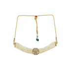 Pearl and Kundan Choker with Intricate Flower Design (White) - Ruby Raang | Grocsy