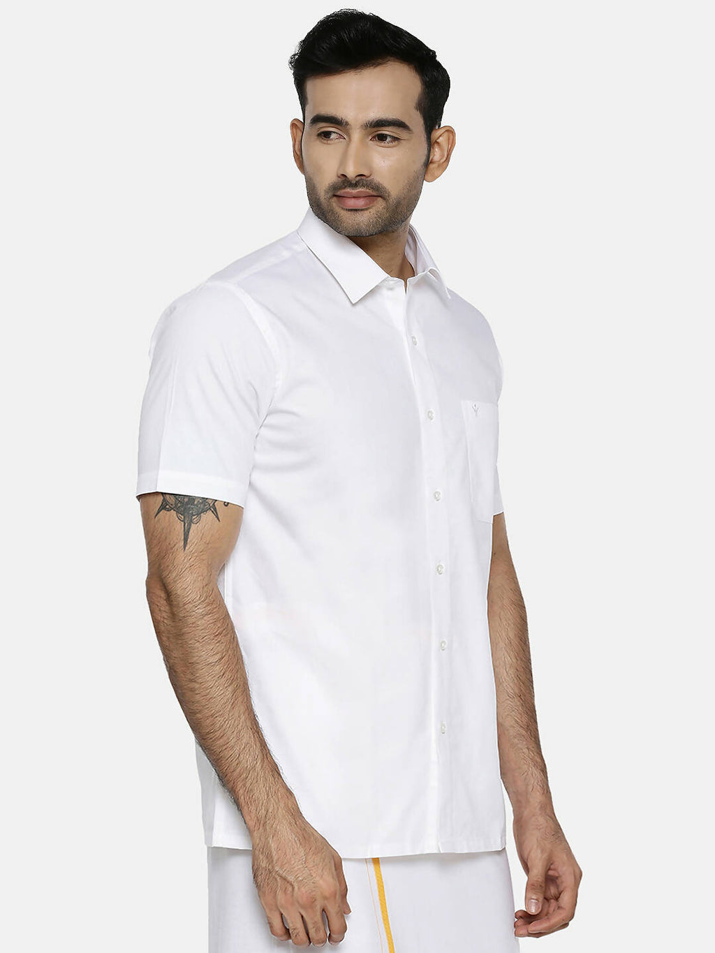 Ramraj Cotton Mens Half Sleeve Formal 100% Cotton White Shirt | Grocsy