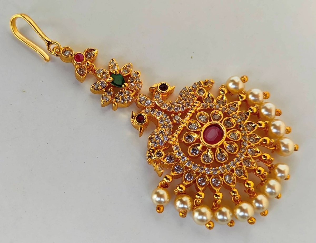 AD Peacock Bridal Maang Tikka | Grocsy