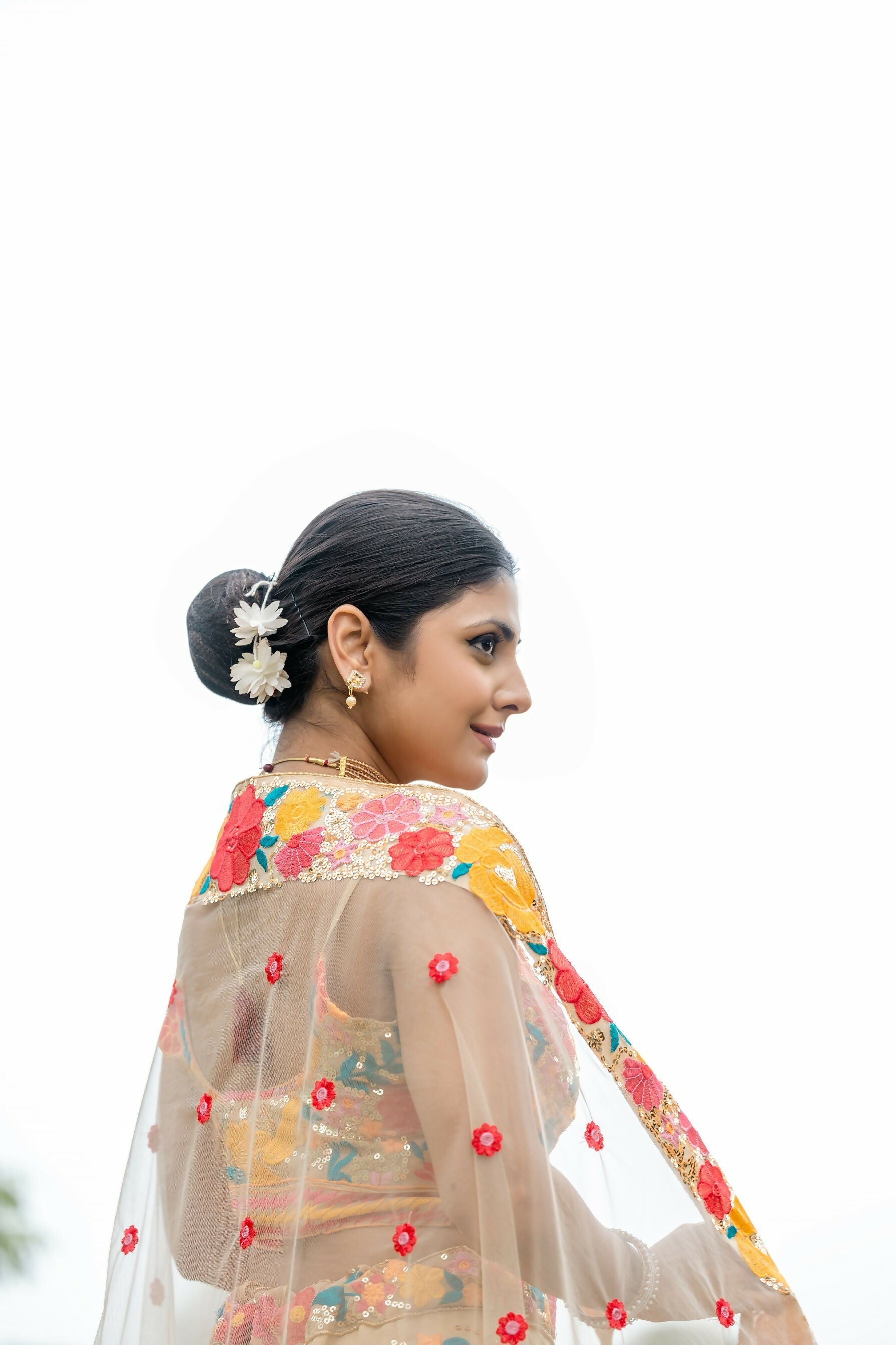 Eilara Women'S Multicolored Georgette Thread And Sequins Embroidred Work Lehenga Choli For Bride | Grocsy