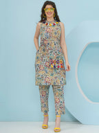 Joban Fashion Floral Co Ord Set With Embellished Sling Bag - Multi | Grocsy
