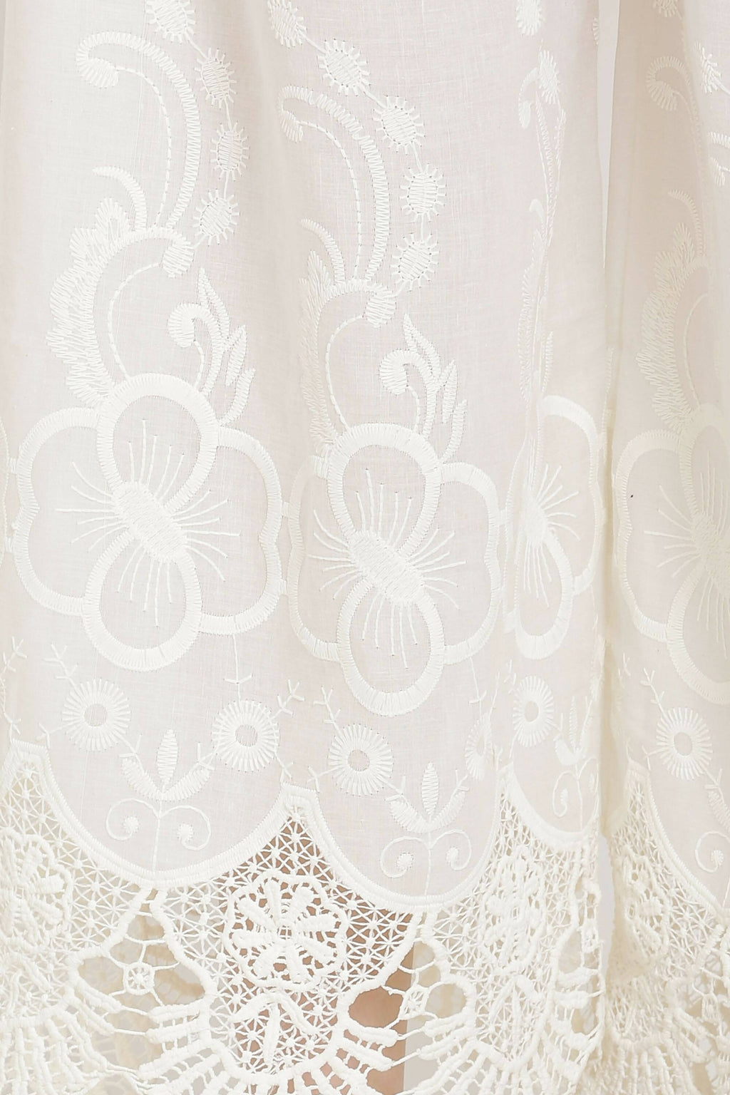 PAVONINE White Color Chikankari Lace Scalloped Hem Cotton Fabric Sharara | Grocsy