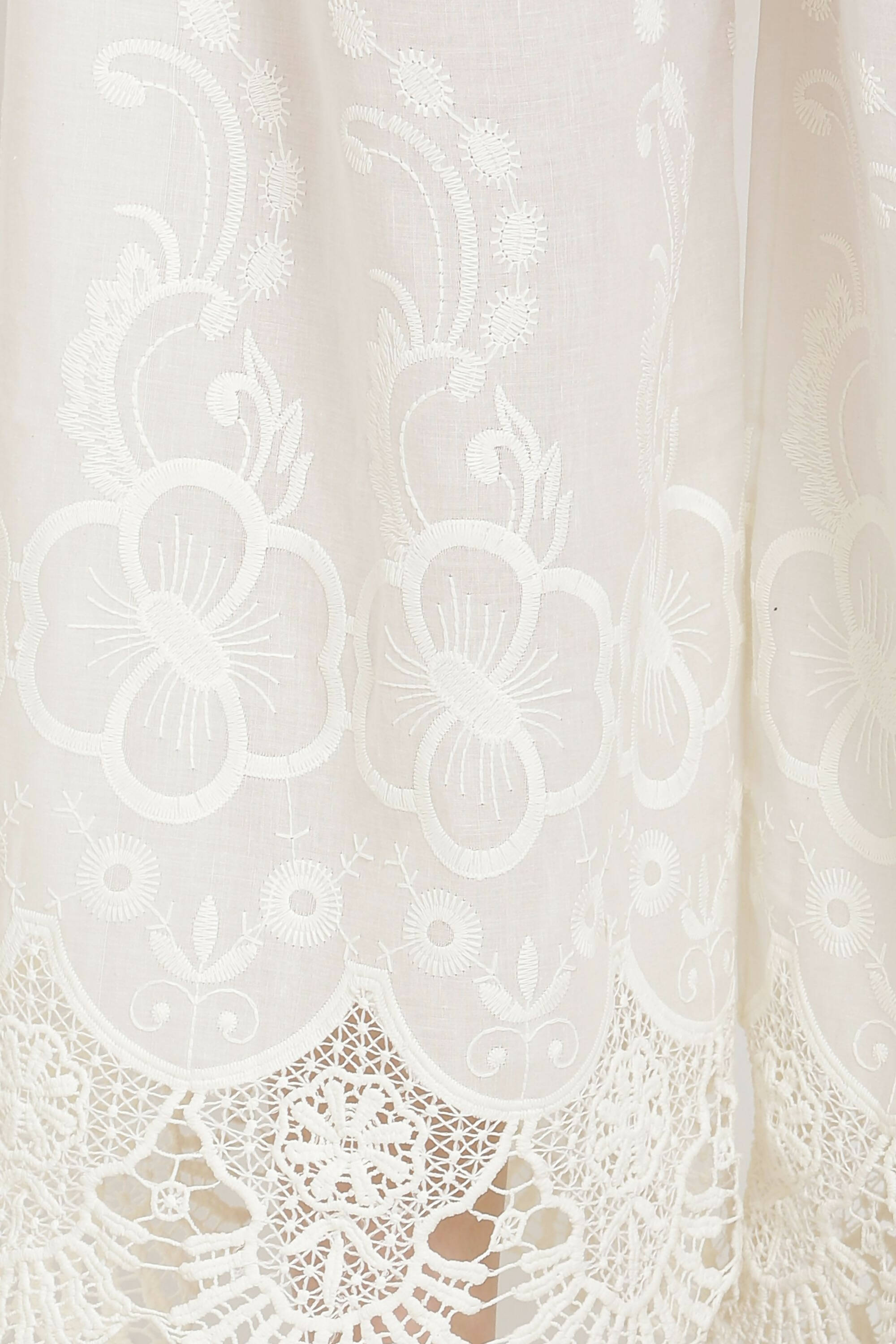 PAVONINE White Color Chikankari Lace Scalloped Hem Cotton Fabric Sharara | Grocsy