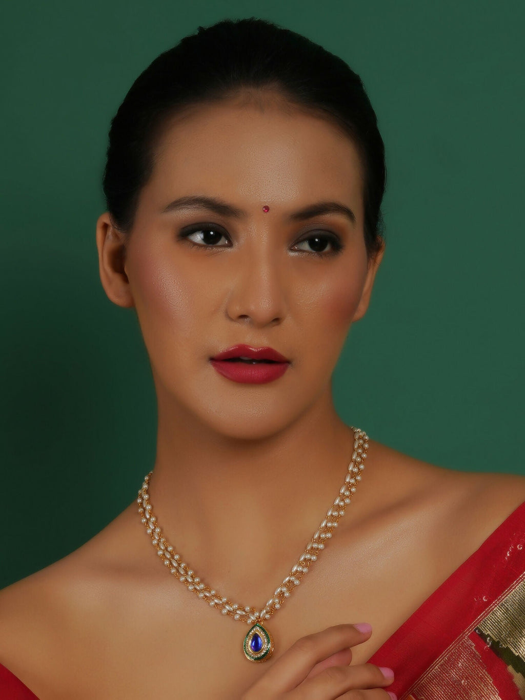 Kundan Necklace (Gold) - Ruby Raang | Grocsy