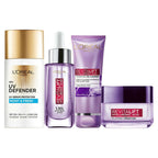 L'Oreal Paris Hyaluronic Acid Hydrating And Protecting CSMS (Cleanser, Serum, Moisturizer, Sunscreen) Regime Kit | Grocsy
