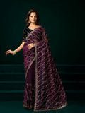Joban Fashion Wine Net Party Wear Sarees | Grocsy