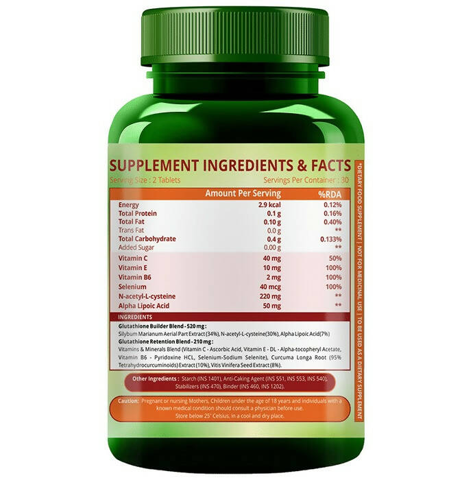 Himalayan Organics Glutathione Builder Tablets For Anti-Ageing & Skin Brightening | Grocsy