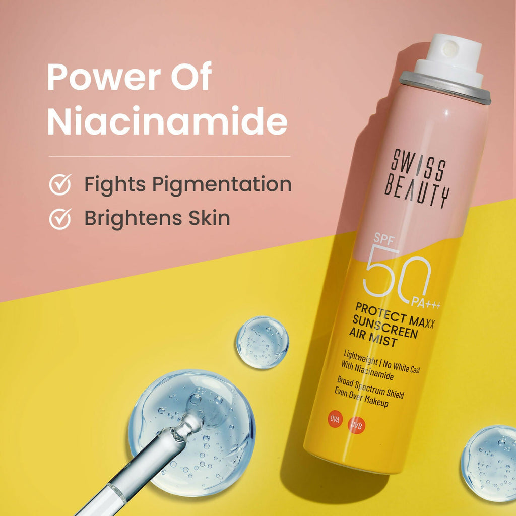 Swiss Beauty Protect Maxx Sunscreen Air Mist With SPF 50 PA+++ | Grocsy