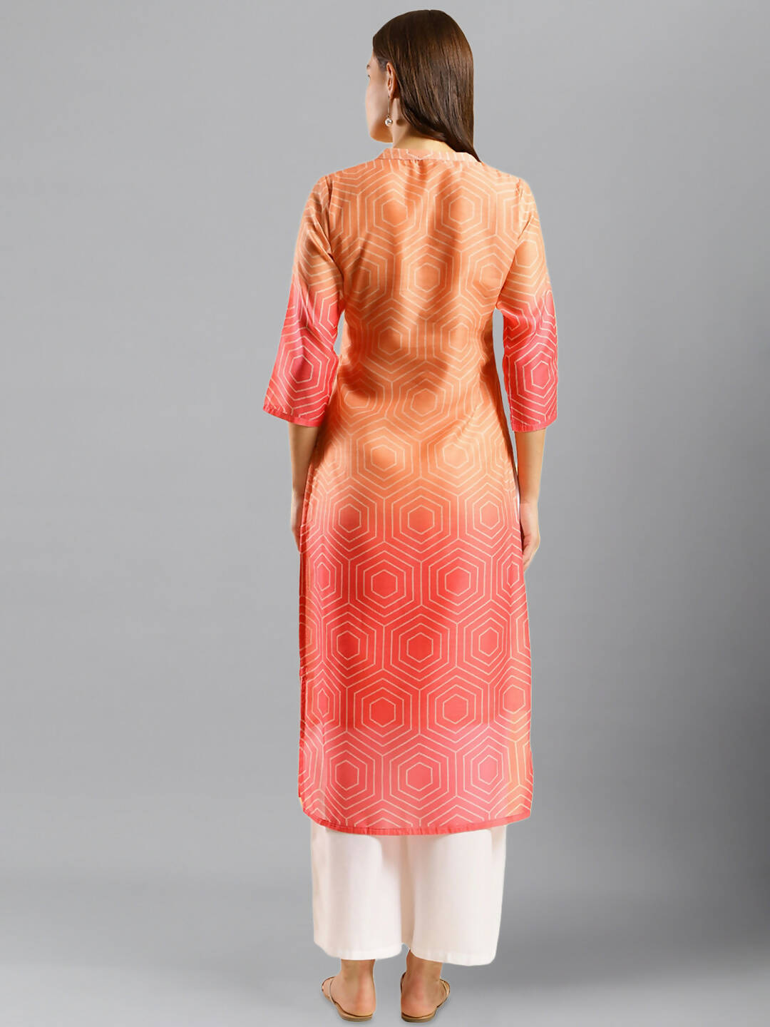 Peach Chinon Digital Printed With Hand Work Kurta - Himanshi | Grocsy