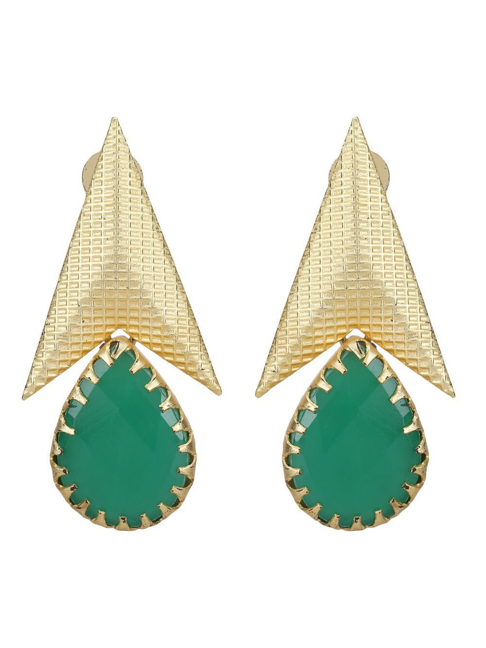 Joban Fashion Women Green Stone Matte Gold Earrings | Grocsy