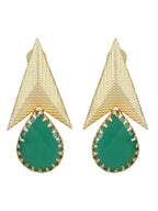 Joban Fashion Women Green Stone Matte Gold Earrings | Grocsy